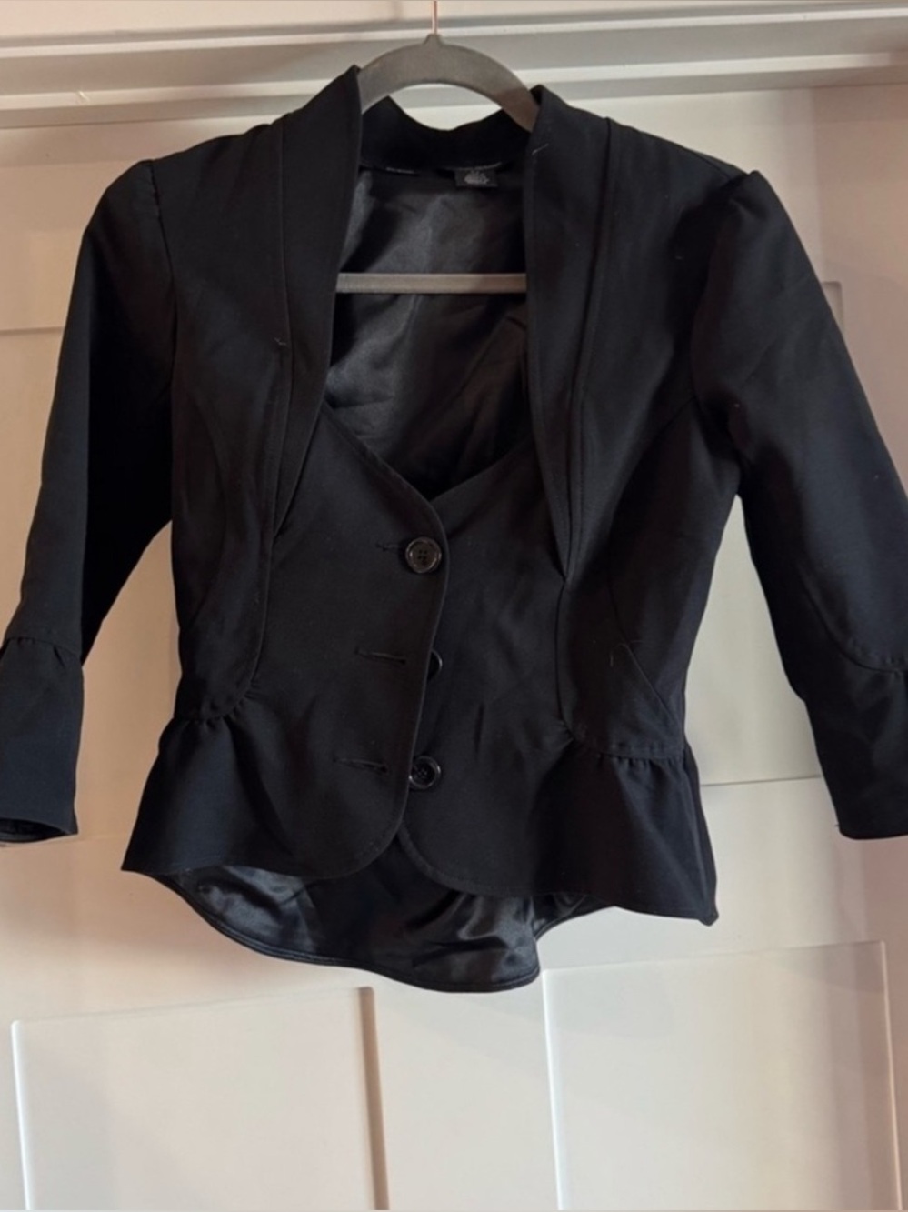 Guess Jeans Black Tailored Blazer with Classic Lapel Size S